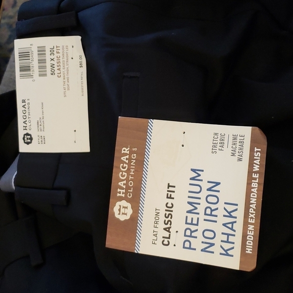Haggar Classic Fit Premium No-iron Khakis in Black Size 48W 32L - Picture 5 of 6